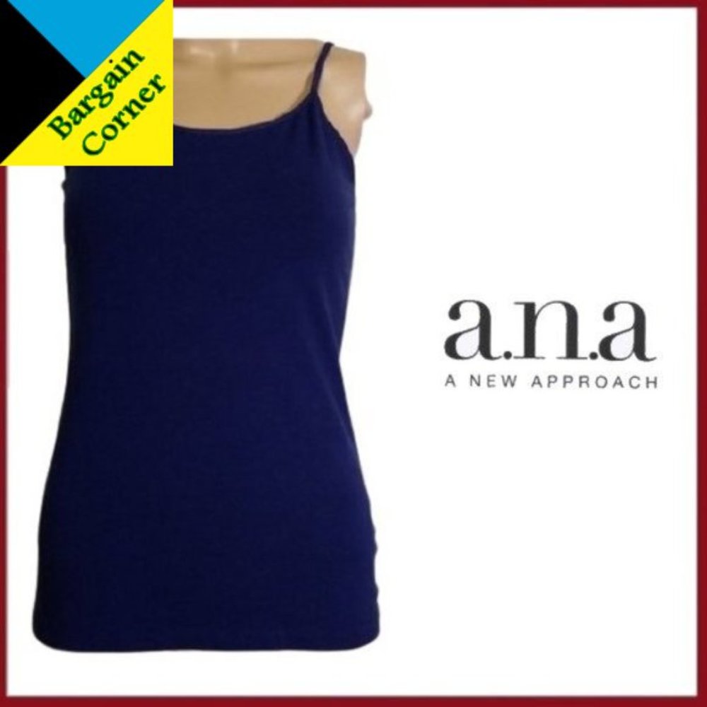 a.n.a. Stretch Spaghetti Strap Tank Blue Med